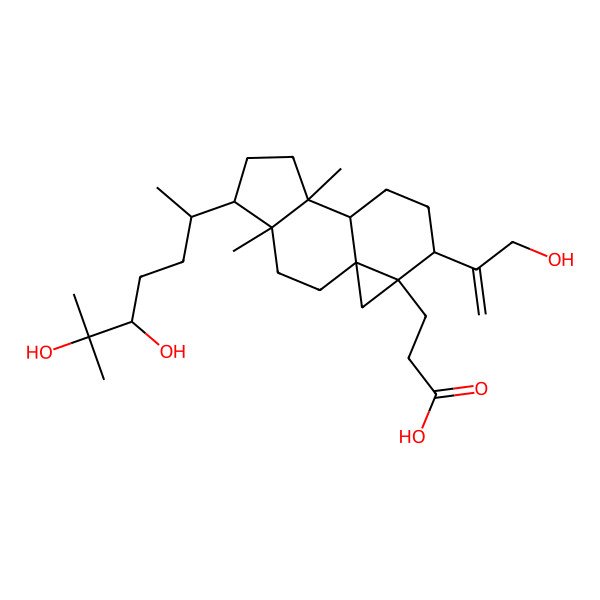 2D Structure of 3-[5-(5,6-Dihydroxy-6-methylheptan-2-yl)-12-(3-hydroxyprop-1-en-2-yl)-4,8-dimethyl-13-tetracyclo[7.5.0.01,13.04,8]tetradecanyl]propanoic acid