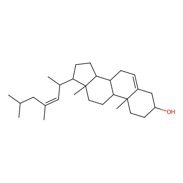 2D Structure of (3S,8S,9S,10R,13R,14S,17R)-17-[(E,2R)-4,6-dimethylhept-3-en-2-yl]-10,13-dimethyl-2,3,4,7,8,9,11,12,14,15,16,17-dodecahydro-1H-cyclopenta[a]phenanthren-3-ol