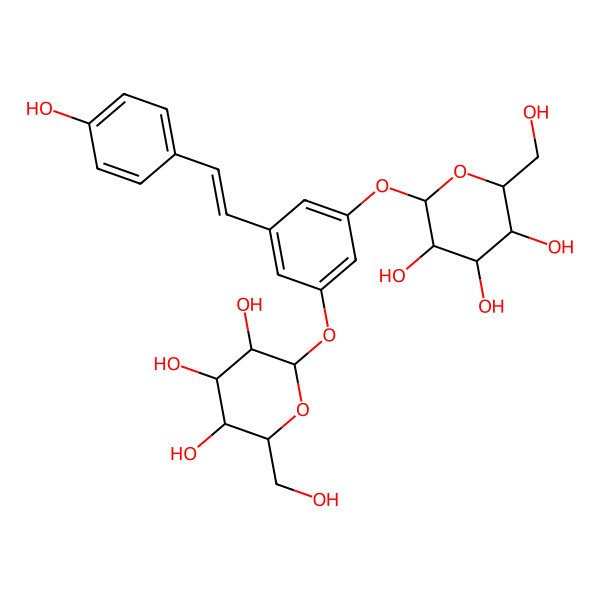 2D Structure of 2-(Hydroxymethyl)-6-[3-[2-(4-hydroxyphenyl)ethenyl]-5-[3,4,5-trihydroxy-6-(hydroxymethyl)oxan-2-yl]oxyphenoxy]oxane-3,4,5-triol