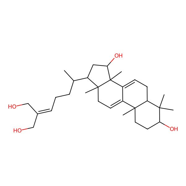 2D Structure of 17-[7-hydroxy-6-(hydroxymethyl)hept-5-en-2-yl]-4,4,10,13,14-pentamethyl-2,3,5,6,12,15,16,17-octahydro-1H-cyclopenta[a]phenanthrene-3,15-diol