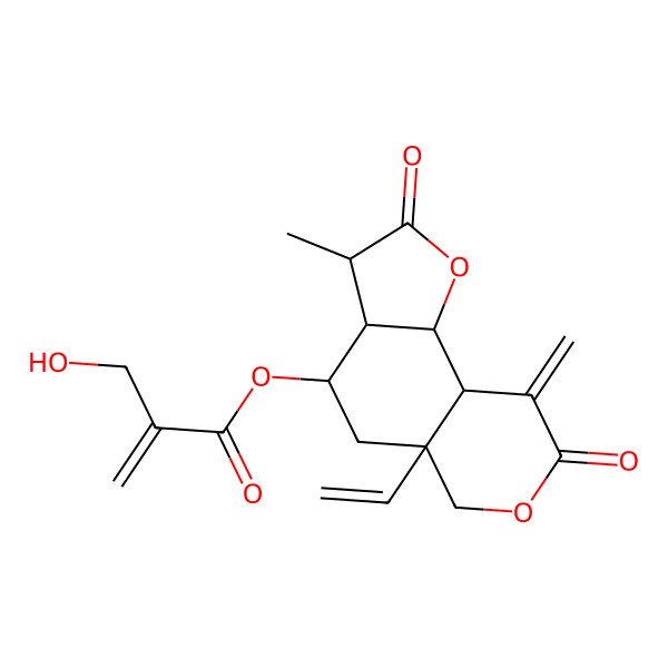 2D Structure of [(3S,3aR,4S,5aS,9aR,9bR)-5a-ethenyl-3-methyl-9-methylidene-2,8-dioxo-3a,4,5,6,9a,9b-hexahydro-3H-furo[2,3-f]isochromen-4-yl] 2-(hydroxymethyl)prop-2-enoate