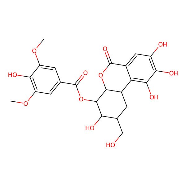 2D Structure of [(2S,3S,4R,4aR,10bR)-3,8,9,10-tetrahydroxy-2-(hydroxymethyl)-6-oxo-1,2,3,4,4a,10b-hexahydrobenzo[c]chromen-4-yl] 4-hydroxy-3,5-dimethoxybenzoate