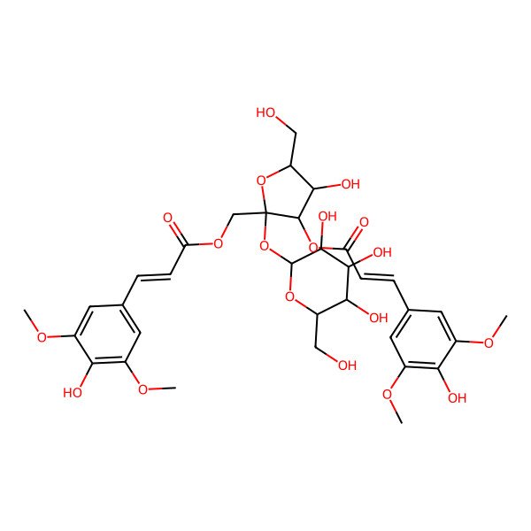 2D Structure of [(2S,3S,4R,5R)-4-hydroxy-3-[(E)-3-(4-hydroxy-3,5-dimethoxyphenyl)prop-2-enoyl]oxy-5-(hydroxymethyl)-2-[(2R,3R,4S,5S,6R)-3,4,5-trihydroxy-6-(hydroxymethyl)oxan-2-yl]oxyoxolan-2-yl]methyl (E)-3-(4-hydroxy-3,5-dimethoxyphenyl)prop-2-enoate