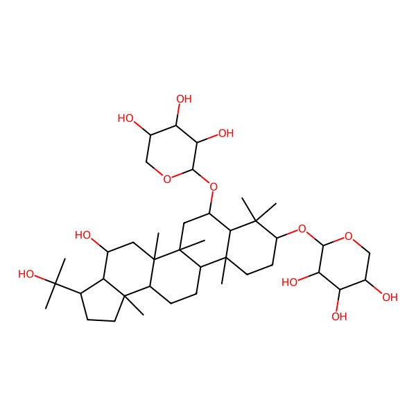 2D Structure of 2-[[4-Hydroxy-3-(2-hydroxypropan-2-yl)-5a,5b,8,8,11a,13b-hexamethyl-7-(3,4,5-trihydroxyoxan-2-yl)oxy-1,2,3,3a,4,5,6,7,7a,9,10,11,11b,12,13,13a-hexadecahydrocyclopenta[a]chrysen-9-yl]oxy]oxane-3,4,5-triol