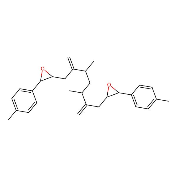 2D Structure of (2S,3S)-2-[(3S,5R)-3,5-dimethyl-2-methylidene-6-[[(2S,3S)-3-(4-methylphenyl)oxiran-2-yl]methyl]hept-6-enyl]-3-(4-methylphenyl)oxirane