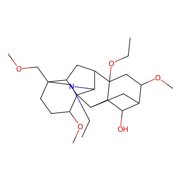 2D Structure of (1S,2R,3R,4S,5S,6S,8S,9S,10R,13S,16S,17R)-8-ethoxy-11-ethyl-6,16-dimethoxy-13-(methoxymethyl)-11-azahexacyclo[7.7.2.12,5.01,10.03,8.013,17]nonadecan-4-ol