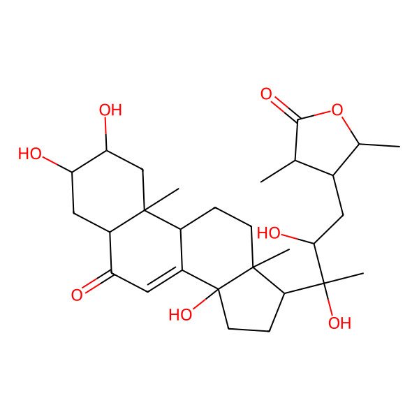 2D Structure of (3R,4S,5R)-4-[(2R,3R)-2,3-dihydroxy-3-[(2S,3R,5R,9R,10R,13R,14S,17S)-2,3,14-trihydroxy-10,13-dimethyl-6-oxo-2,3,4,5,9,11,12,15,16,17-decahydro-1H-cyclopenta[a]phenanthren-17-yl]butyl]-3,5-dimethyloxolan-2-one