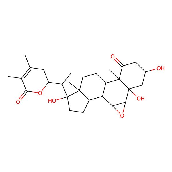 2D Structure of 15-[1-(4,5-Dimethyl-6-oxo-2,3-dihydropyran-2-yl)ethyl]-5,7,15-trihydroxy-10,14-dimethyl-3-oxapentacyclo[9.7.0.02,4.05,10.014,18]octadecan-9-one