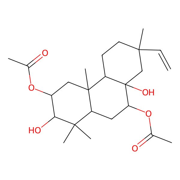 2D Structure of (3-Acetyloxy-7-ethenyl-2,8a-dihydroxy-1,1,4a,7-tetramethyl-2,3,4,4b,5,6,8,9,10,10a-decahydrophenanthren-9-yl) acetate
