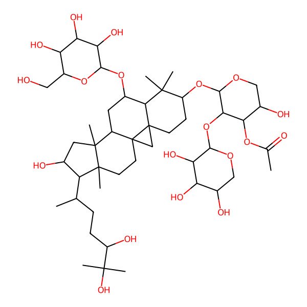 2D Structure of (24S)-3beta-[2-O-(alpha-L-Arabinopyranosyl)-3-O-acetyl-alpha-L-arabinopyranosyloxy]-6alpha-(beta-D-glucopyranosyloxy)cycloartane-16beta,24,25-triol