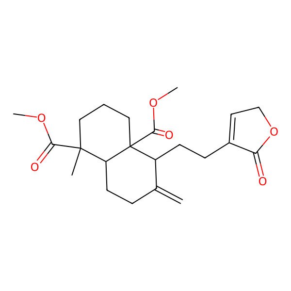 2D Structure of dimethyl 1-methyl-6-methylidene-5-[2-(5-oxo-2H-furan-4-yl)ethyl]-3,4,5,7,8,8a-hexahydro-2H-naphthalene-1,4a-dicarboxylate