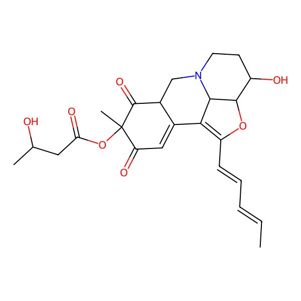 2D Structure of [(12S,13R,16R)-12-hydroxy-5-methyl-4,6-dioxo-15-[(1E,3E)-penta-1,3-dienyl]-14-oxa-9-azatetracyclo[7.6.1.02,7.013,16]hexadeca-1(15),2-dien-5-yl] 3-hydroxybutanoate