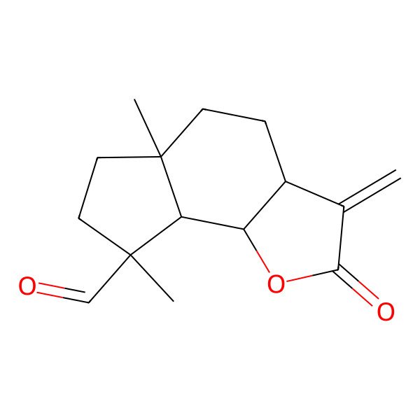 2D Structure of (3aS,5aS,8S,8aR,8bS)-5a,8-dimethyl-3-methylidene-2-oxo-4,5,6,7,8a,8b-hexahydro-3aH-cyclopenta[g][1]benzofuran-8-carbaldehyde
