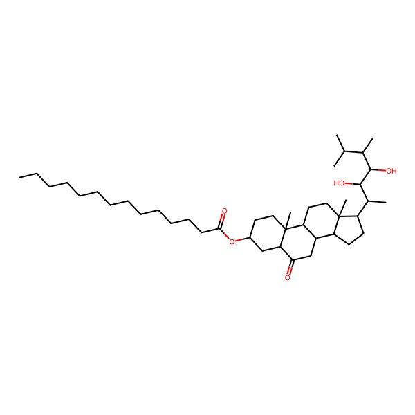2D Structure of [17-(3,4-Dihydroxy-5,6-dimethylheptan-2-yl)-10,13-dimethyl-6-oxo-1,2,3,4,5,7,8,9,11,12,14,15,16,17-tetradecahydrocyclopenta[a]phenanthren-3-yl] tetradecanoate