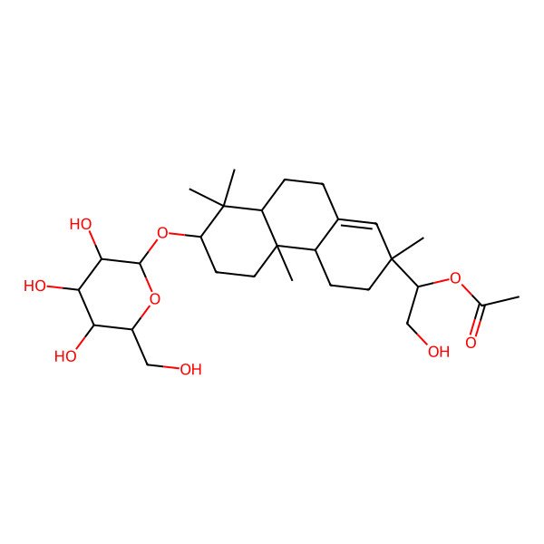 2D Structure of [1-[2,4b,8,8-tetramethyl-7-[3,4,5-trihydroxy-6-(hydroxymethyl)oxan-2-yl]oxy-4,4a,5,6,7,8a,9,10-octahydro-3H-phenanthren-2-yl]-2-hydroxyethyl] acetate