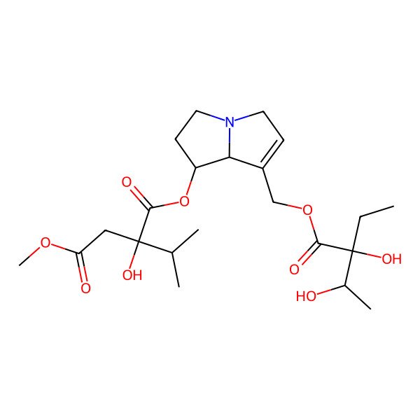 2D Structure of 1-O-[(1S,8R)-7-[[(2S,3S)-2-ethyl-2,3-dihydroxybutanoyl]oxymethyl]-2,3,5,8-tetrahydro-1H-pyrrolizin-1-yl] 4-O-methyl (2R)-2-hydroxy-2-propan-2-ylbutanedioate