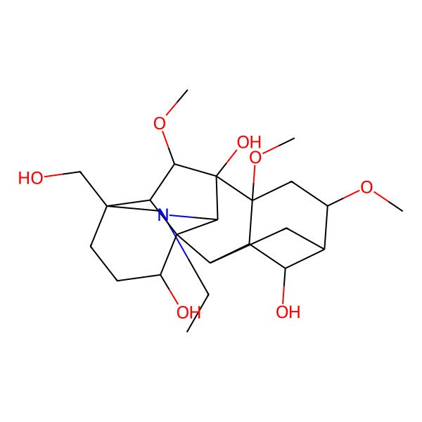 2D Structure of 11-Ethyl-13-(hydroxymethyl)-6,8,18-trimethoxy-11-azahexacyclo[7.7.2.12,5.01,10.03,8.013,17]nonadecane-4,9,16-triol