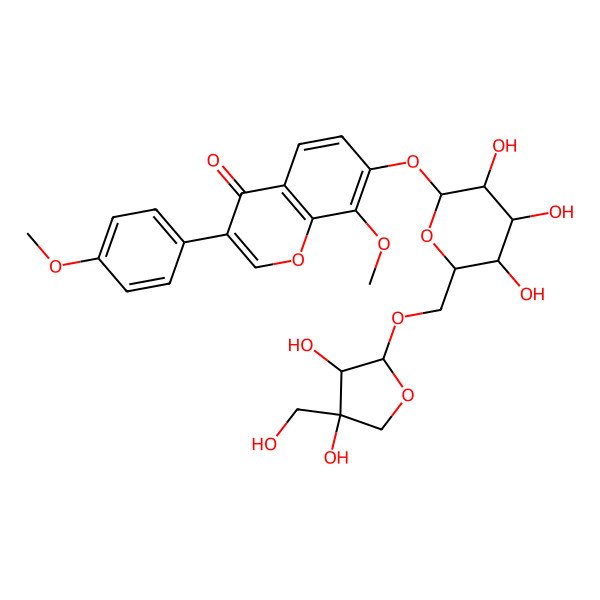 2D Structure of 7-[6-[[3,4-Dihydroxy-4-(hydroxymethyl)oxolan-2-yl]oxymethyl]-3,4,5-trihydroxyoxan-2-yl]oxy-8-methoxy-3-(4-methoxyphenyl)chromen-4-one