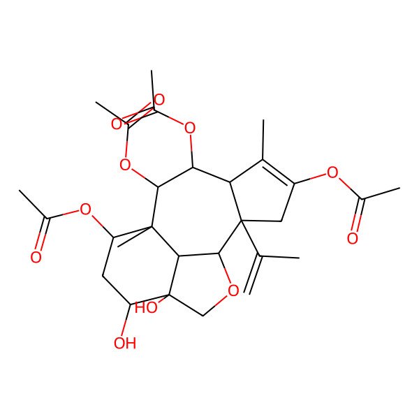 2D Structure of [(1S,2S,7R,8R,9S,10S,12S,13S,16R)-4,7,8-triacetyloxy-12,13-dihydroxy-5,9-dimethyl-2-prop-1-en-2-yl-15-oxatetracyclo[7.6.1.02,6.013,16]hexadec-4-en-10-yl] acetate