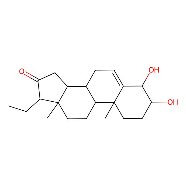 2D Structure of 17-Ethyl-3,4-dihydroxy-10,13-dimethyl-1,2,3,4,7,8,9,11,12,14,15,17-dodecahydrocyclopenta[a]phenanthren-16-one