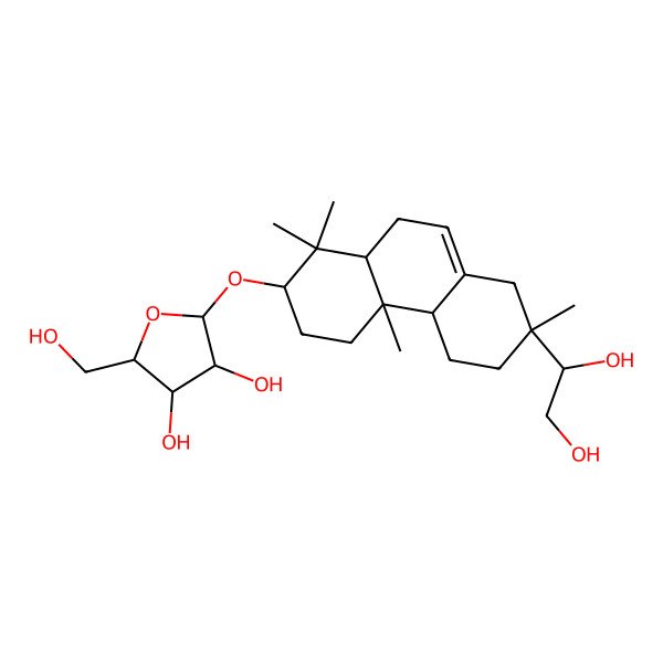 2D Structure of (2R,3R,4R,5S)-2-[[(2R,4aS,4bR,7S,10aS)-7-[(1R)-1,2-dihydroxyethyl]-1,1,4a,7-tetramethyl-3,4,4b,5,6,8,10,10a-octahydro-2H-phenanthren-2-yl]oxy]-5-(hydroxymethyl)oxolane-3,4-diol