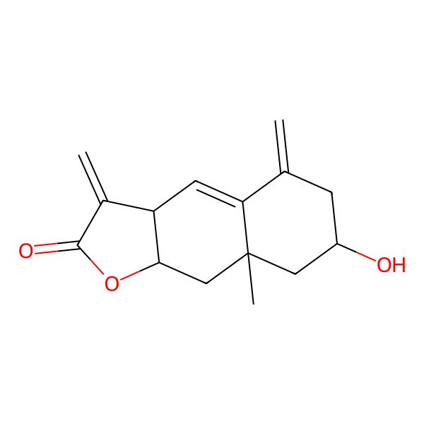 2D Structure of (3aR,7S,8aR,9aR)-7-hydroxy-8a-methyl-3,5-dimethylidene-3a,6,7,8,9,9a-hexahydrobenzo[f][1]benzofuran-2-one