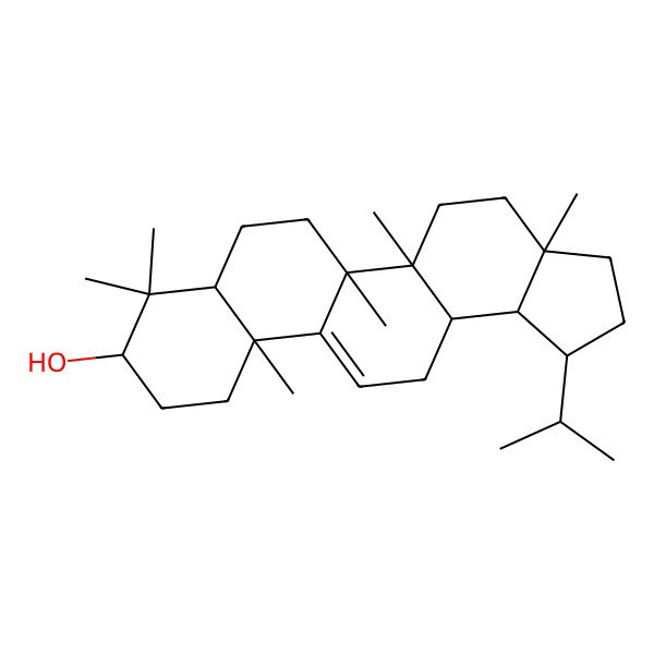 2D Structure of 3a,5a,5b,8,8,11a-Hexamethyl-1-propan-2-yl-1,2,3,4,5,6,7,7a,9,10,11,13,13a,13b-tetradecahydrocyclopenta[a]chrysen-9-ol