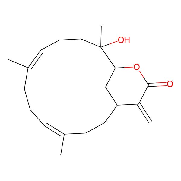 2D Structure of (1R,12R,13S)-12-hydroxy-4,8,12-trimethyl-16-methylidene-14-oxabicyclo[11.3.1]heptadeca-4,8-dien-15-one