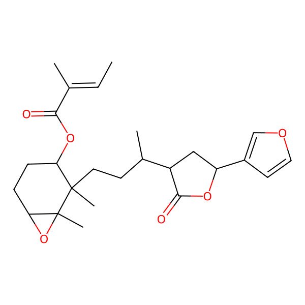 2D Structure of [2-[3-[5-(Furan-3-yl)-2-oxooxolan-3-yl]butyl]-1,2-dimethyl-7-oxabicyclo[4.1.0]heptan-3-yl] 2-methylbut-2-enoate