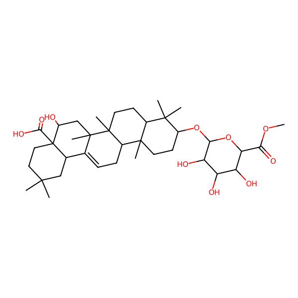 2D Structure of 5-Hydroxy-2,2,6a,6b,9,9,12a-heptamethyl-10-(3,4,5-trihydroxy-6-methoxycarbonyloxan-2-yl)oxy-1,3,4,5,6,6a,7,8,8a,10,11,12,13,14b-tetradecahydropicene-4a-carboxylic acid