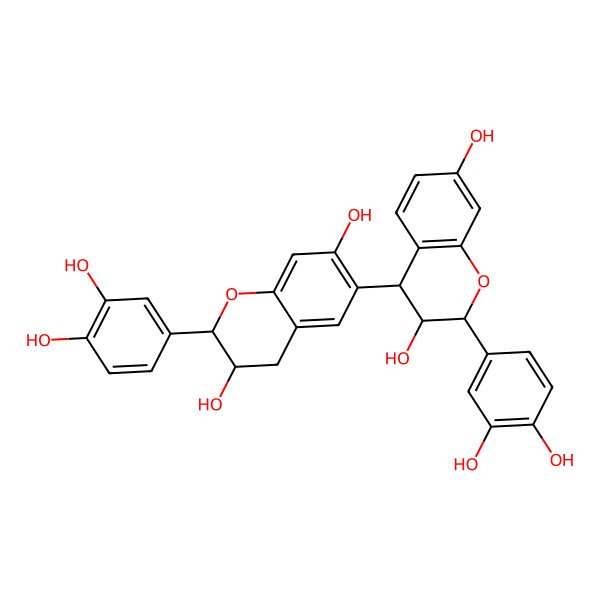 2D Structure of 2-(3,4-dihydroxyphenyl)-6-[2-(3,4-dihydroxyphenyl)-3,7-dihydroxy-3,4-dihydro-2H-chromen-4-yl]-3,4-dihydro-2H-chromene-3,7-diol