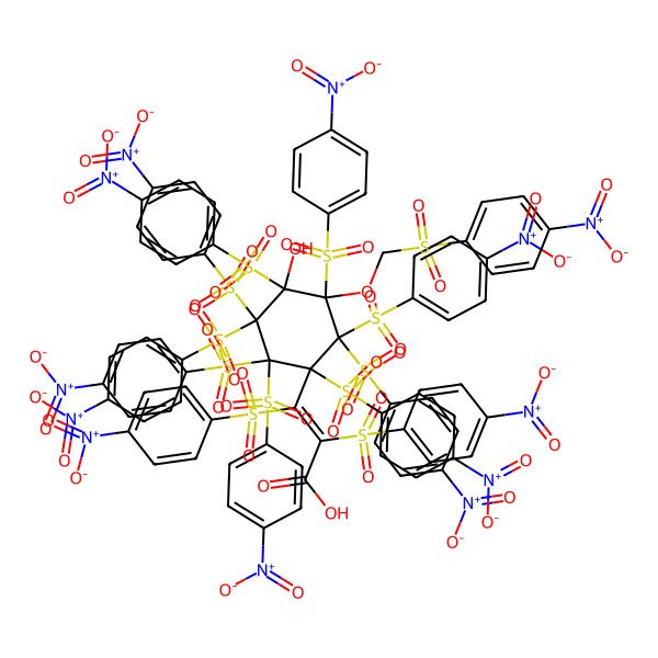 2D Structure of 3-[4-Hydroxy-1,2,2,3,3,4,5,6,6-nonakis[(4-nitrophenyl)sulfonyl]-5-[(4-nitrophenyl)sulfonylmethoxy]cyclohexyl]-2,3-bis[(4-nitrophenyl)sulfonyl]prop-2-enoic acid