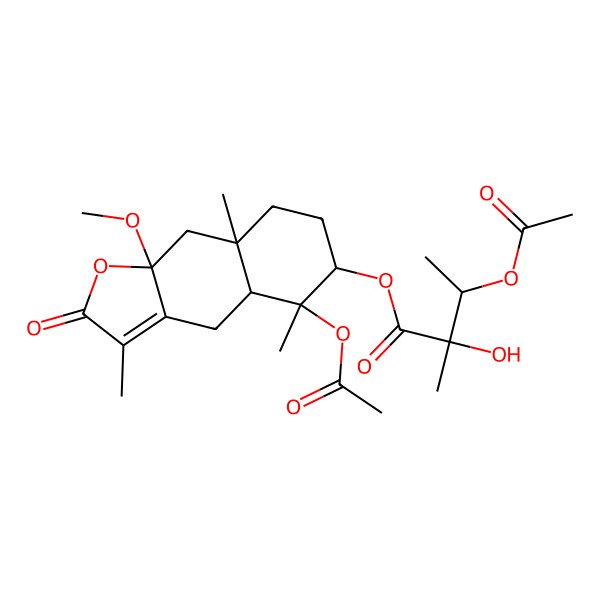 2D Structure of [(4aR,5S,6R,8aR,9aS)-5-acetyloxy-9a-methoxy-3,5,8a-trimethyl-2-oxo-4,4a,6,7,8,9-hexahydrobenzo[f][1]benzofuran-6-yl] (2S,3S)-3-acetyloxy-2-hydroxy-2-methylbutanoate