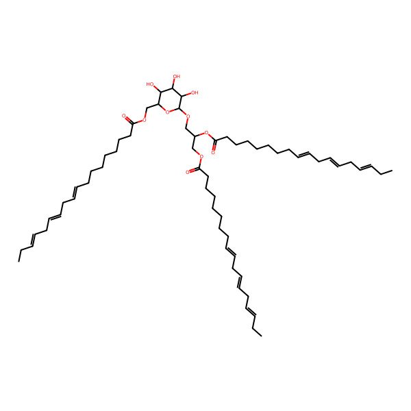 2D Structure of [(2R,3R,4S,5R,6R)-6-[(2S)-2,3-bis[[(9Z,12Z,15Z)-octadeca-9,12,15-trienoyl]oxy]propoxy]-3,4,5-trihydroxyoxan-2-yl]methyl (9Z,12Z,15Z)-octadeca-9,12,15-trienoate