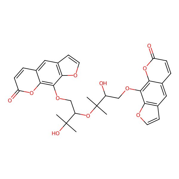 2D Structure of 9-[2-Hydroxy-3-[2-hydroxy-2-methyl-1-[(7-oxofuro[3,2-g]chromen-9-yl)oxymethyl]propoxy]-3-methyl-butoxy]furo[3,2-g]chromen-7-one