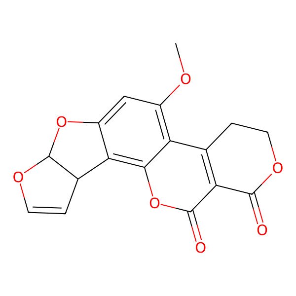 2D Structure of 1H,12H-Furo[3',2':4,5]furo[2,3-h]pyrano[3,4-c][1]benzopyran-1,12-dione, 3,4,7a,10a-tetrahydro-5-methoxy-, (7aR-cis)-