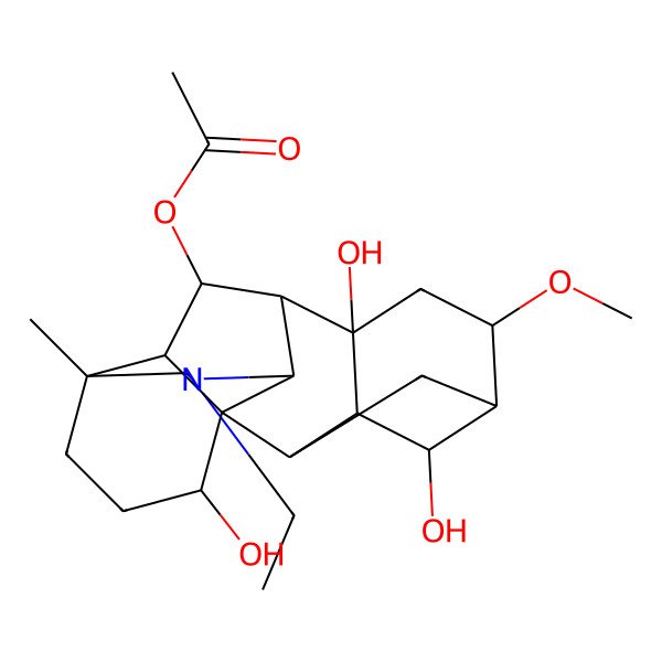 2D Structure of (11-Ethyl-4,8,16-trihydroxy-6-methoxy-13-methyl-11-azahexacyclo[7.7.2.12,5.01,10.03,8.013,17]nonadecan-18-yl) acetate