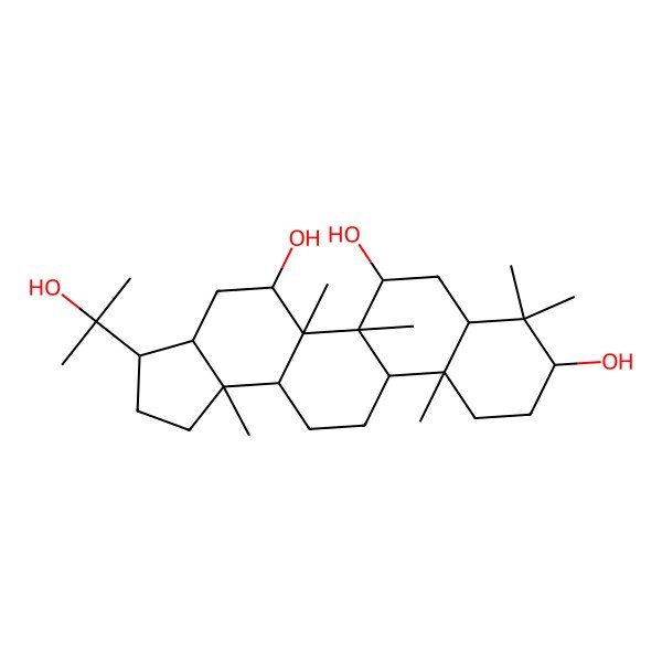 2D Structure of 3-(2-Hydroxypropan-2-yl)-5a,5b,8,8,11a,13b-hexamethyl-1,2,3,3a,4,5,6,7,7a,9,10,11,11b,12,13,13a-hexadecahydrocyclopenta[a]chrysene-5,6,9-triol