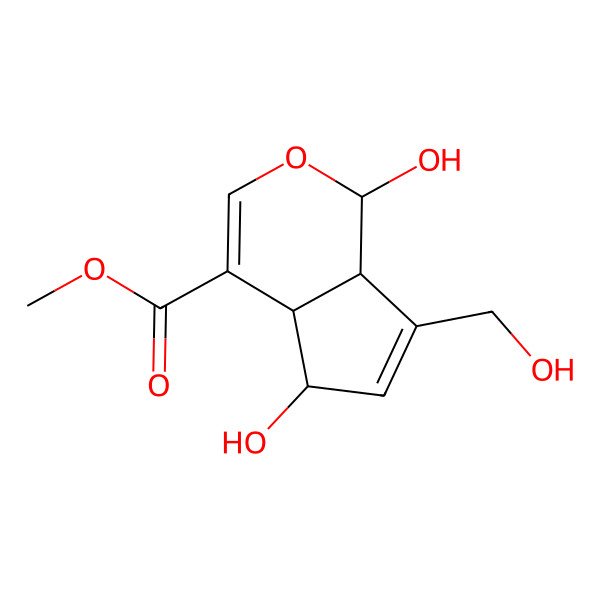 2D Structure of methyl (1S,4aS,5S,7aS)-1,5-dihydroxy-7-(hydroxymethyl)-1,4a,5,7a-tetrahydrocyclopenta[c]pyran-4-carboxylate