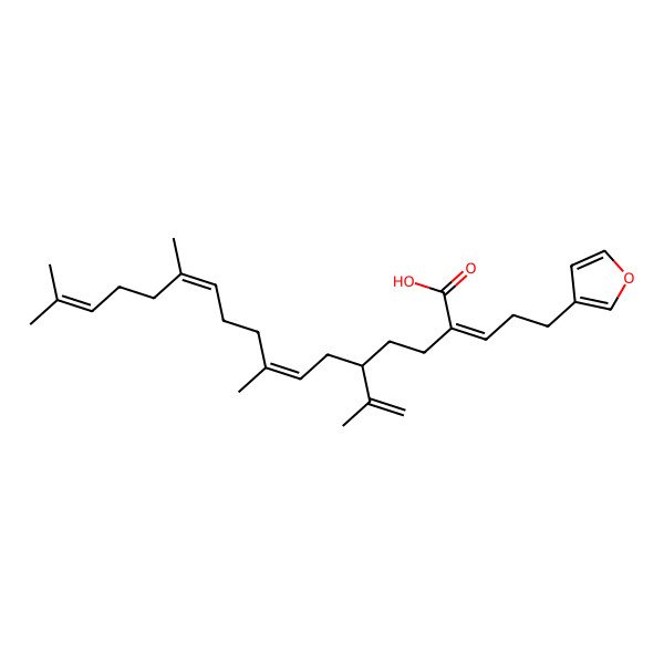 2D Structure of (2Z,5R,7E,11Z)-2-[3-(furan-3-yl)propylidene]-8,12,16-trimethyl-5-prop-1-en-2-ylheptadeca-7,11,15-trienoic acid