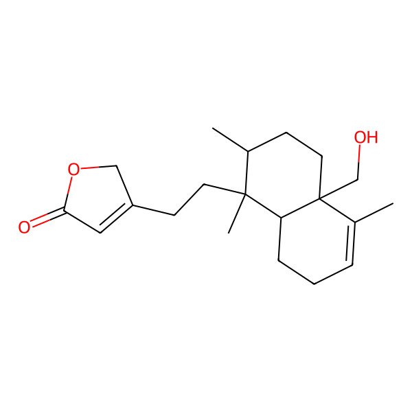 2D Structure of 3-[2-[(1R,2R,4aR,8aS)-4a-(hydroxymethyl)-1,2,5-trimethyl-2,3,4,7,8,8a-hexahydronaphthalen-1-yl]ethyl]-2H-furan-5-one