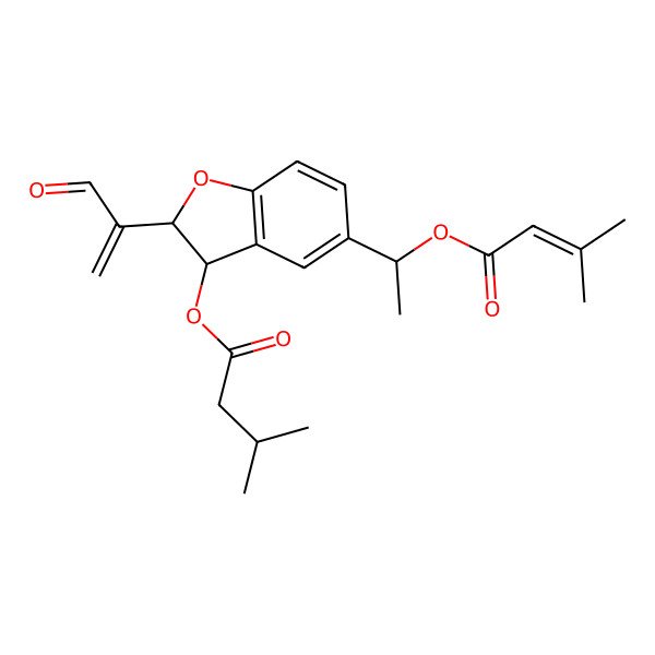 2D Structure of [(2R,3R)-5-[(1S)-1-(3-methylbut-2-enoyloxy)ethyl]-2-(3-oxoprop-1-en-2-yl)-2,3-dihydro-1-benzofuran-3-yl] 3-methylbutanoate