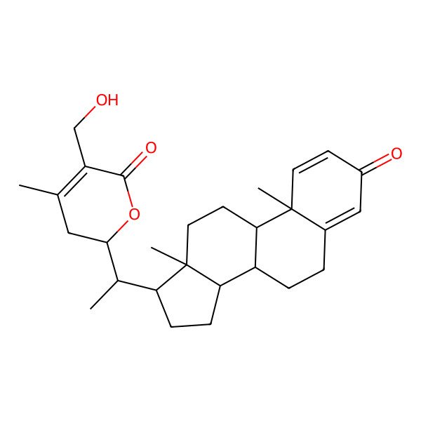 2D Structure of 2-[1-(10,13-Dimethyl-3-oxo-6,7,8,9,11,12,14,15,16,17-decahydrocyclopenta[a]phenanthren-17-yl)ethyl]-5-(hydroxymethyl)-4-methyl-2,3-dihydropyran-6-one