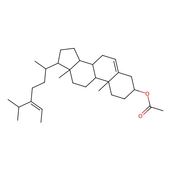 2D Structure of [(3S,8R,9R,10R,13R,14R,17R)-10,13-dimethyl-17-[(E,2R)-5-propan-2-ylhept-5-en-2-yl]-2,3,4,7,8,9,11,12,14,15,16,17-dodecahydro-1H-cyclopenta[a]phenanthren-3-yl] acetate
