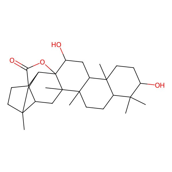 2D Structure of 10,16-Dihydroxy-4,5,9,9,13,20-hexamethyl-24-oxaheptacyclo[15.5.2.01,18.02,20.04,17.05,14.08,13]tetracosan-23-one