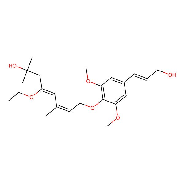 2D Structure of (4Z,6E)-4-ethoxy-8-[4-[(E)-3-hydroxyprop-1-enyl]-2,6-dimethoxyphenoxy]-2,6-dimethylocta-4,6-dien-2-ol
