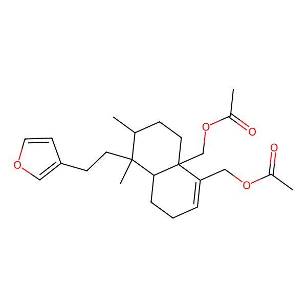 2D Structure of [8a-(Acetyloxymethyl)-5-[2-(furan-3-yl)ethyl]-5,6-dimethyl-3,4,4a,6,7,8-hexahydronaphthalen-1-yl]methyl acetate