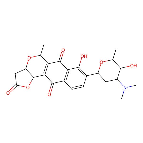 2D Structure of 5-[(2R,4S,5S,6R)-4-(dimethylamino)-5-hydroxy-6-methyloxan-2-yl]-4-hydroxy-17-methyl-12,16-dioxatetracyclo[8.7.0.03,8.011,15]heptadeca-1(10),3(8),4,6-tetraene-2,9,13-trione