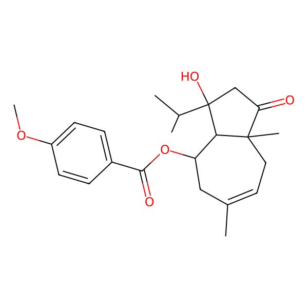 2D Structure of [(3R,3aS,4S,8aR)-3-hydroxy-6,8a-dimethyl-1-oxo-3-propan-2-yl-3a,4,5,8-tetrahydro-2H-azulen-4-yl] 4-methoxybenzoate
