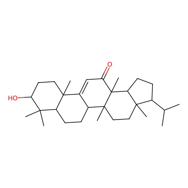 2D Structure of (3R,3aR,5aR,5bR,7aR,9S,11aS,13aS,13bR)-9-hydroxy-3a,5a,8,8,11a,13a-hexamethyl-3-propan-2-yl-2,3,4,5,5b,6,7,7a,9,10,11,13b-dodecahydro-1H-cyclopenta[a]chrysen-13-one